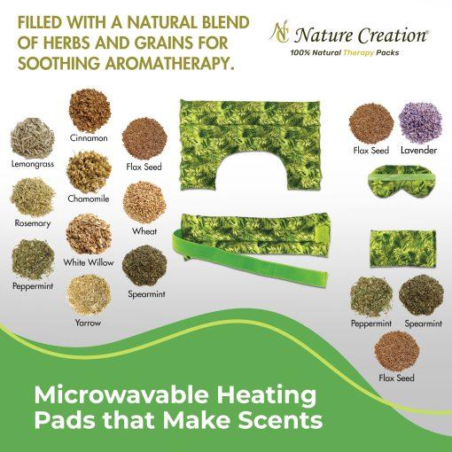 Nature Creation's Full Treatment Set - A collection of 4 herbal microwave heating pads & cold packs infused with soothing herbal aroma. Relieve discomfort and promote relaxation effortlessly.