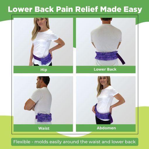 Nature Creation herbal microwaveable heating pad for the back and abdomen with elastic fastening straps for hands free application Lower back pain relief made easy