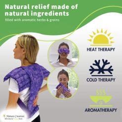 Nature Creation Ultimate Treatment Set: Microwave Heating Pad for Upper Body + Microwave Heating Pad for Back & Spine + Lavender Eye Mask + Sinus Relief Mint Pack.