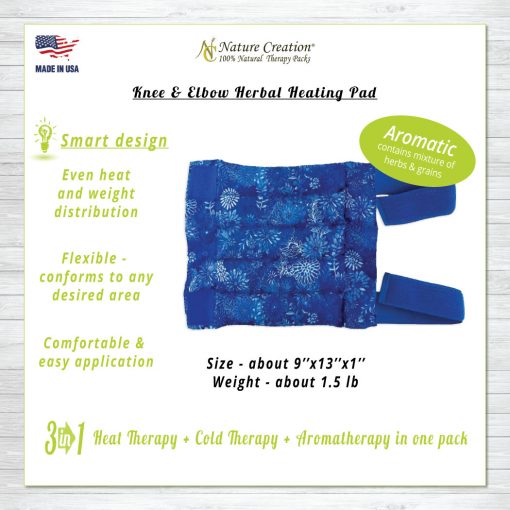 Nature Creation Knee Heating Pad. Color: Blue Flowers