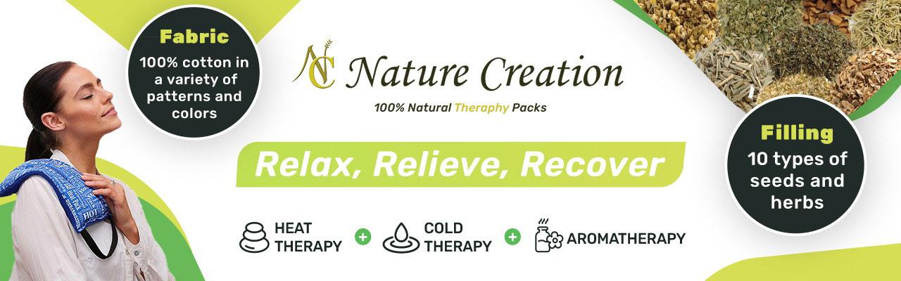 Nature Creation - Aromatic Microwavable Heating Pads with Soothing Aromatherapy filled with 100% natural mixture of herbs & grains