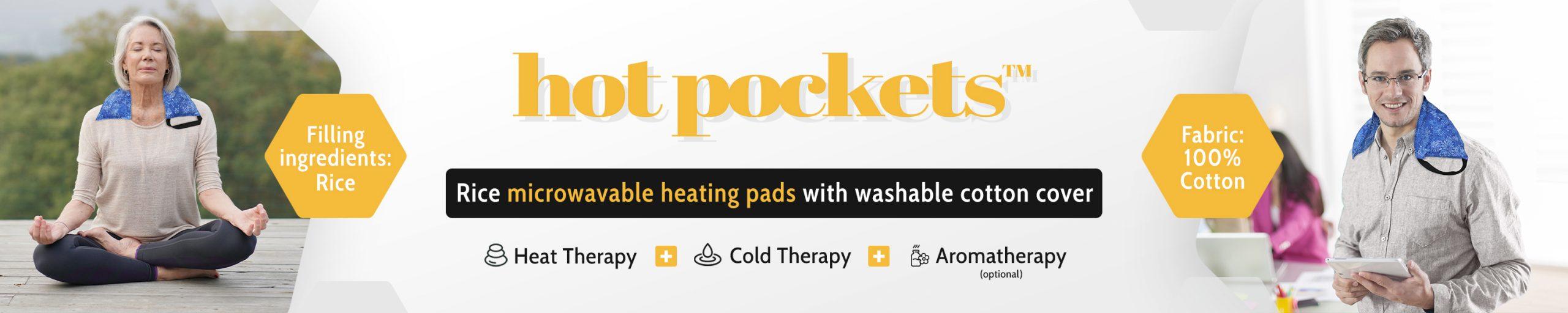 Hot Pockets - Microwavable Rice Heating Pads with Washable Covers