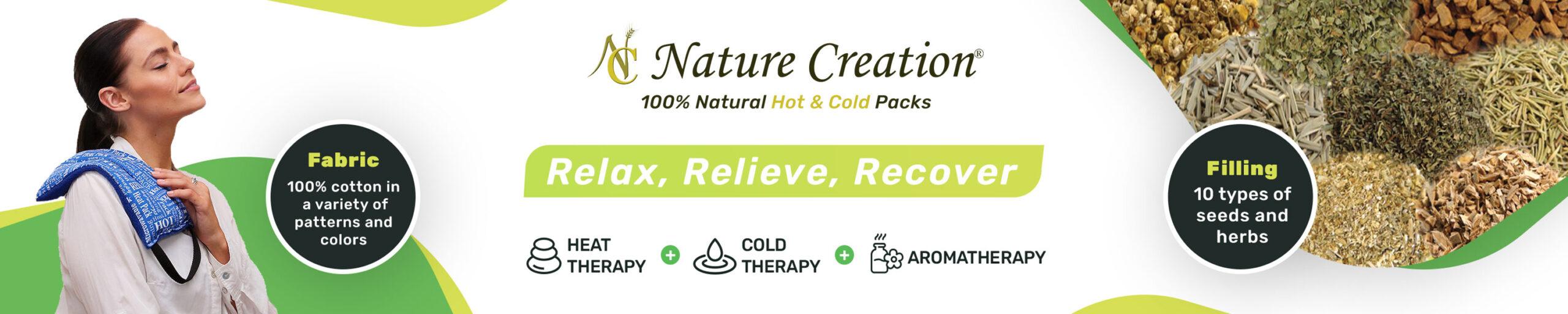 Nature Creation - Aromatic Microwavable Heating Pads with Soothing Aromatherapy filled with 100% natural mixture of herbs & grains