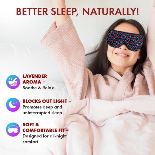 Hot Pocket'sLavender Eye Mask - Better Sleep Naturally - Lavender Aroma Soothe & Relax - Blocks out Light - Promotes deep and uninterrupted sleep - Soft & Comfort - Designed for all-night comfort