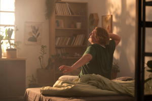 man waking from the bed